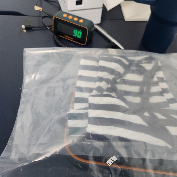 Y2K Vintage Old Navy White Stripped Thin Strap Henley Ribbed Tank Top Size M - Picture 9 of 10